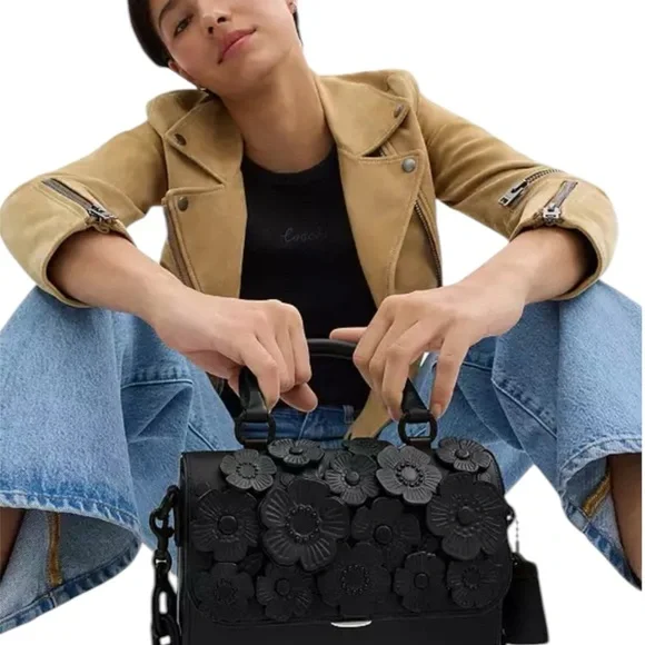 Coach Rogue Top Handle With Tea Rose Glovetanned Leather/Matte Black/Black NWT - Picture 8 of 16